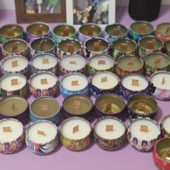 Szójaviasz gyertyák fém dobozban